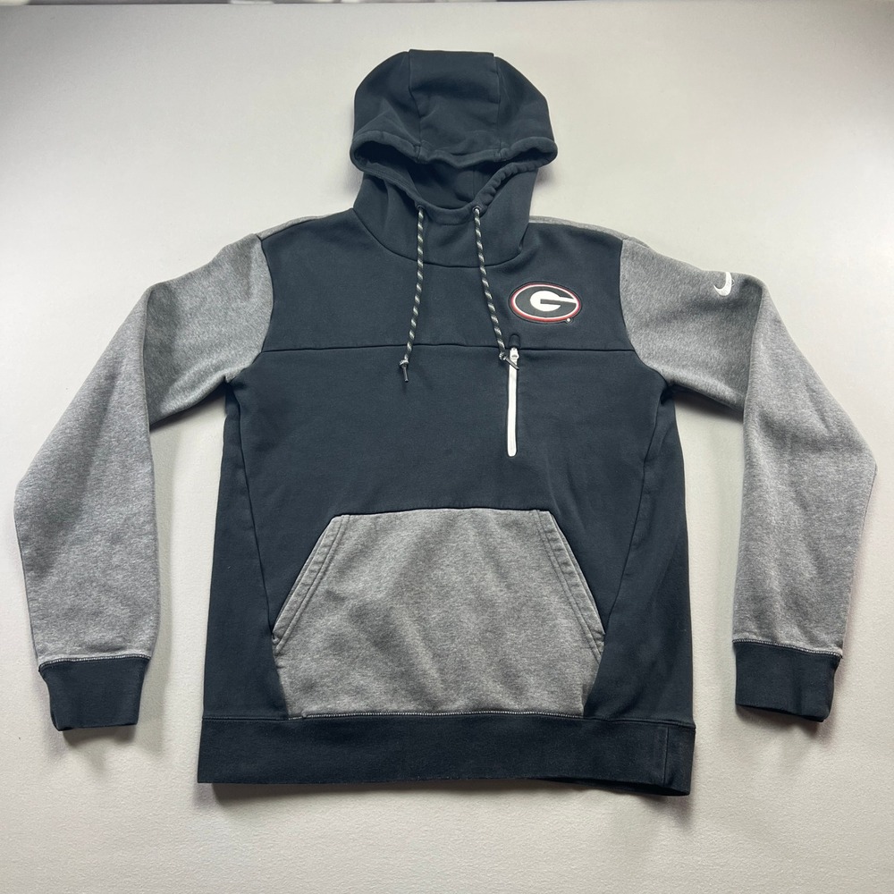 Nike Hoodie Mens L Black Gray Colorblock Georgia Bulldogs Football NCAA Cotton